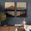 «Mid-Century Modern Brown Mountain Lake Landscape Decor», art mural, impression sur toile, 2 pièces-99016289-99016290