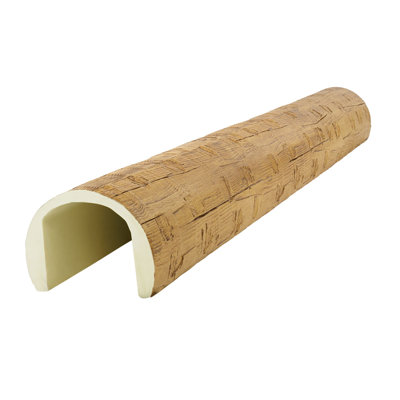 Heritage Timber Santa Fe Hand Hewn Faux Wood Log Beam, Round, 10"W x 7 1/2"H x 72"L, Warm Caramel Finish