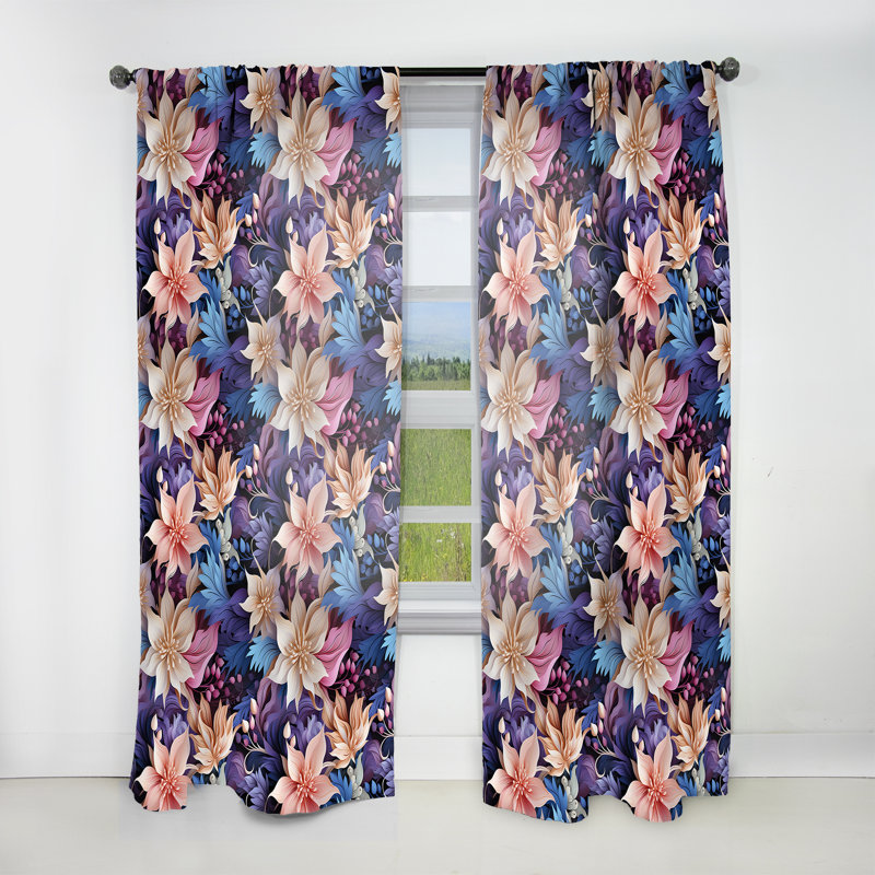 Motif cachemire Zen Tranquility - Rideau floral - Rideau floral obscurcissant - 1 panneau, L 52 po x L 63 po