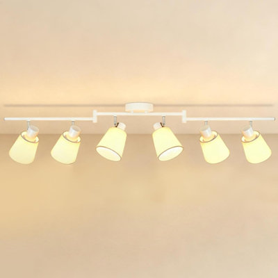 Luminaire sur rail blanc 6 lumières, projecteur directionnel, base E26, sans ampoules