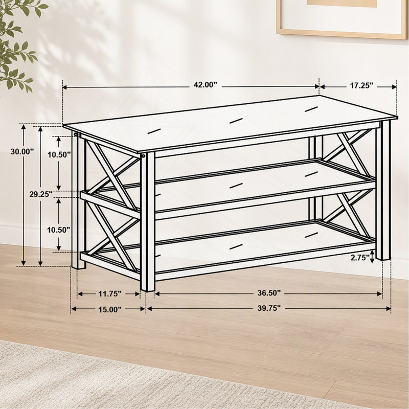 Deep Merlot Console Table with 2-shelf