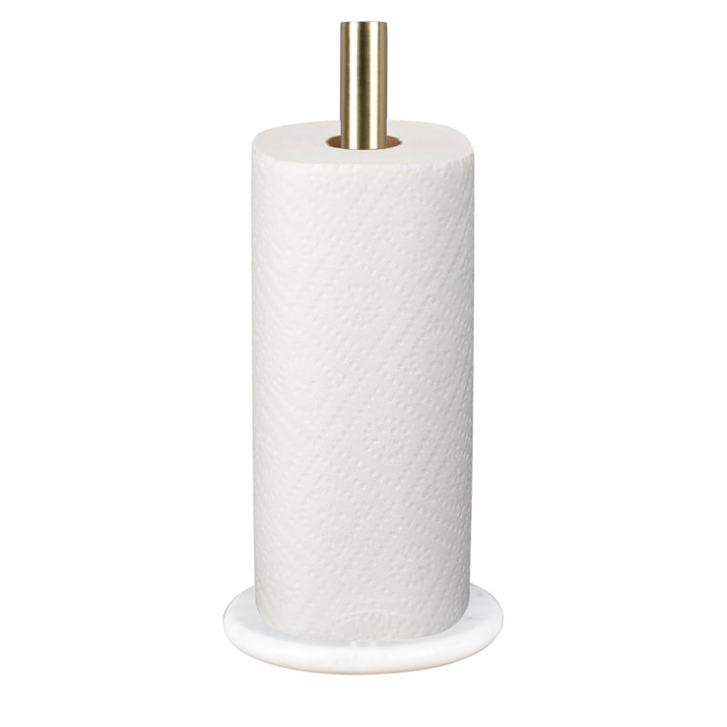 Porte-serviettes en papier Avery, Doré / marbre blanc
