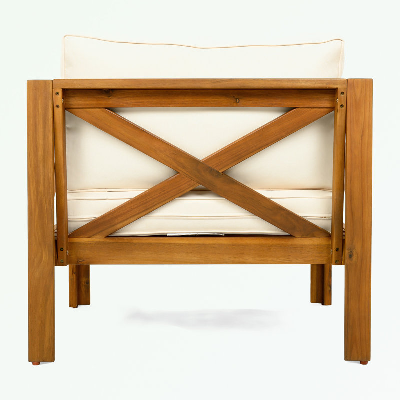 Ensemble de conversation de patio 3 pièces avec table ronde et coussins moelleux, Beige