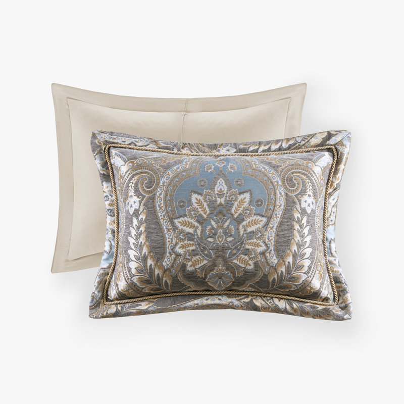 4 Piece Comforter Set Blue/Grey