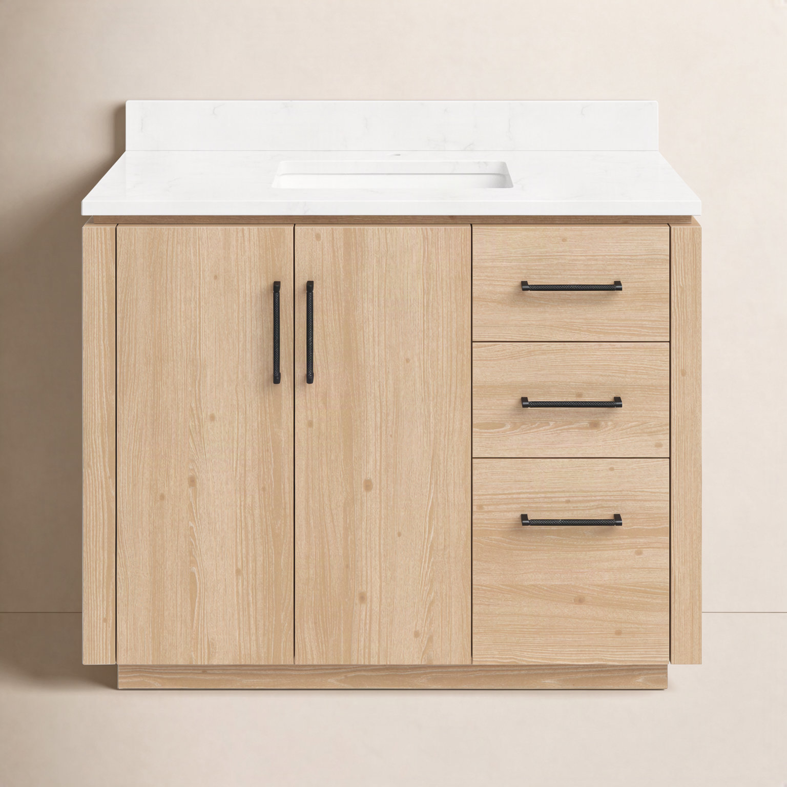 Cloverfield 42'' Single Bathroom Vanity, Fir Wood Brown, Matte Black