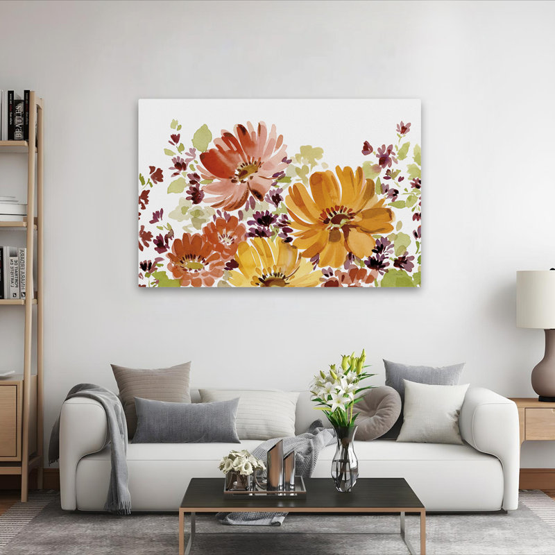 Autumn Joy I - Autumn Brown Chrysanthemums Daisies Art, H 40 po x l 60 po