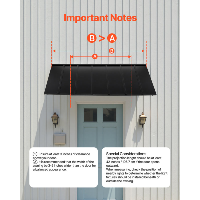 Auvent pour fenêtre, H 24,02 po x l 79,92 po x P 35,83 po