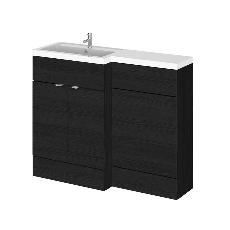Fusion Bathroom Vanity with Basin, Left-Handed, Charcoal Black