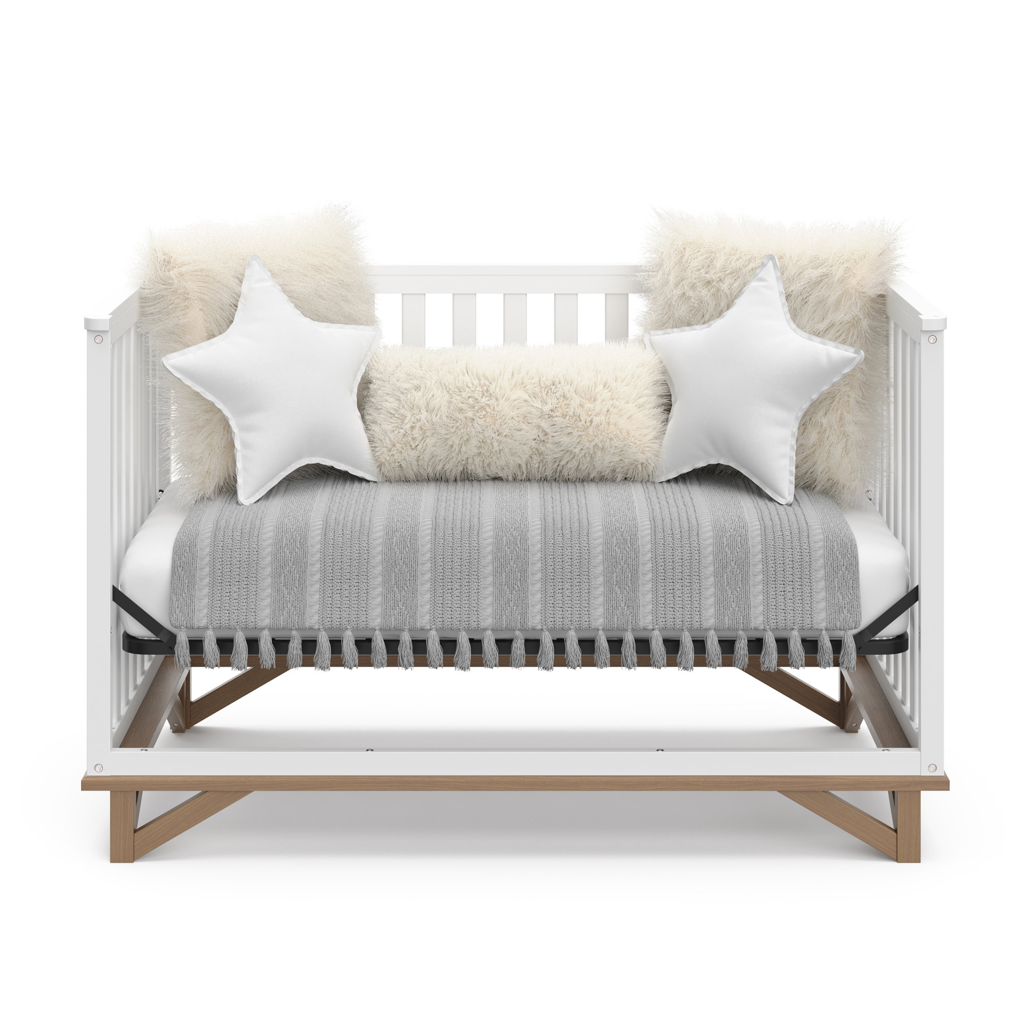 Storkcraft Santa Monica Crib and Modern Changing Table 2-Piece Nursery Set, White/Vintage Driftwood