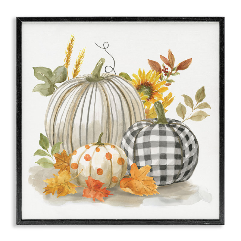 Motif de citrouilles «Autumn Harvest Country Still Life» par Nan - impression, Giclée encadrée noir minuit, H 12 po x l 12 po