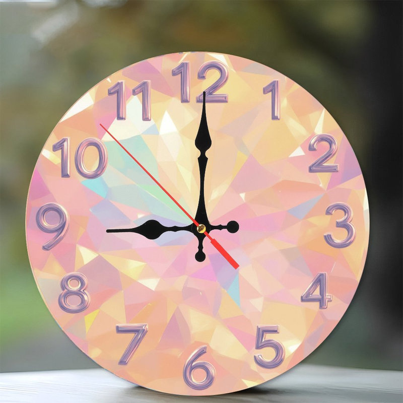 Chiffres sur horloge en cristal irisé