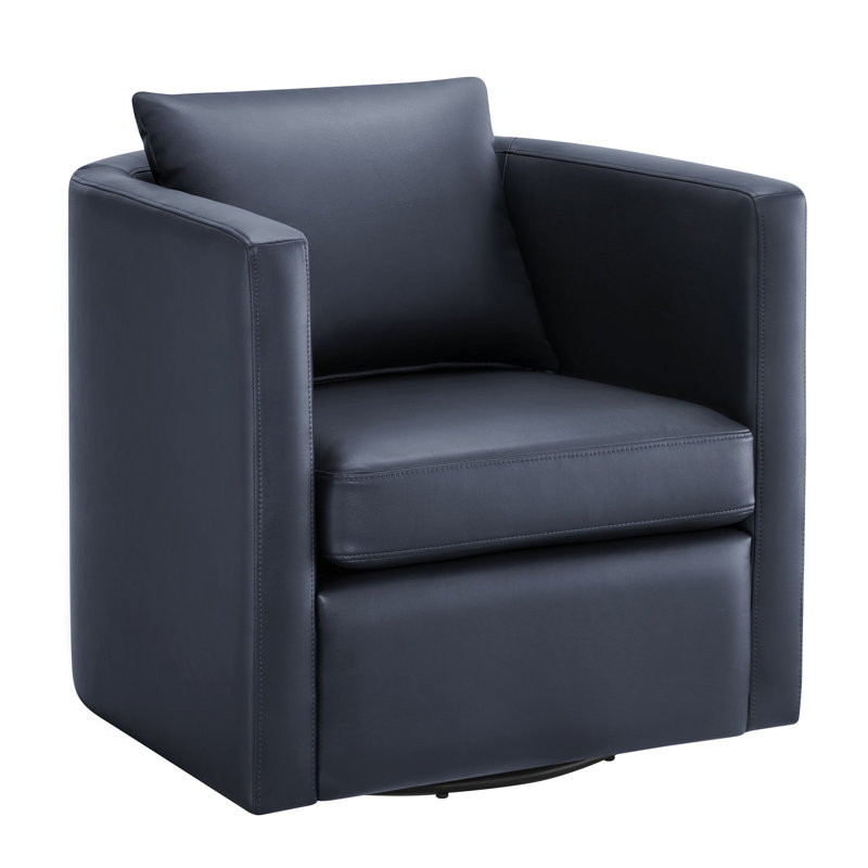 Fauteuil demi-tonneau pivotant en similicuir, Bleu