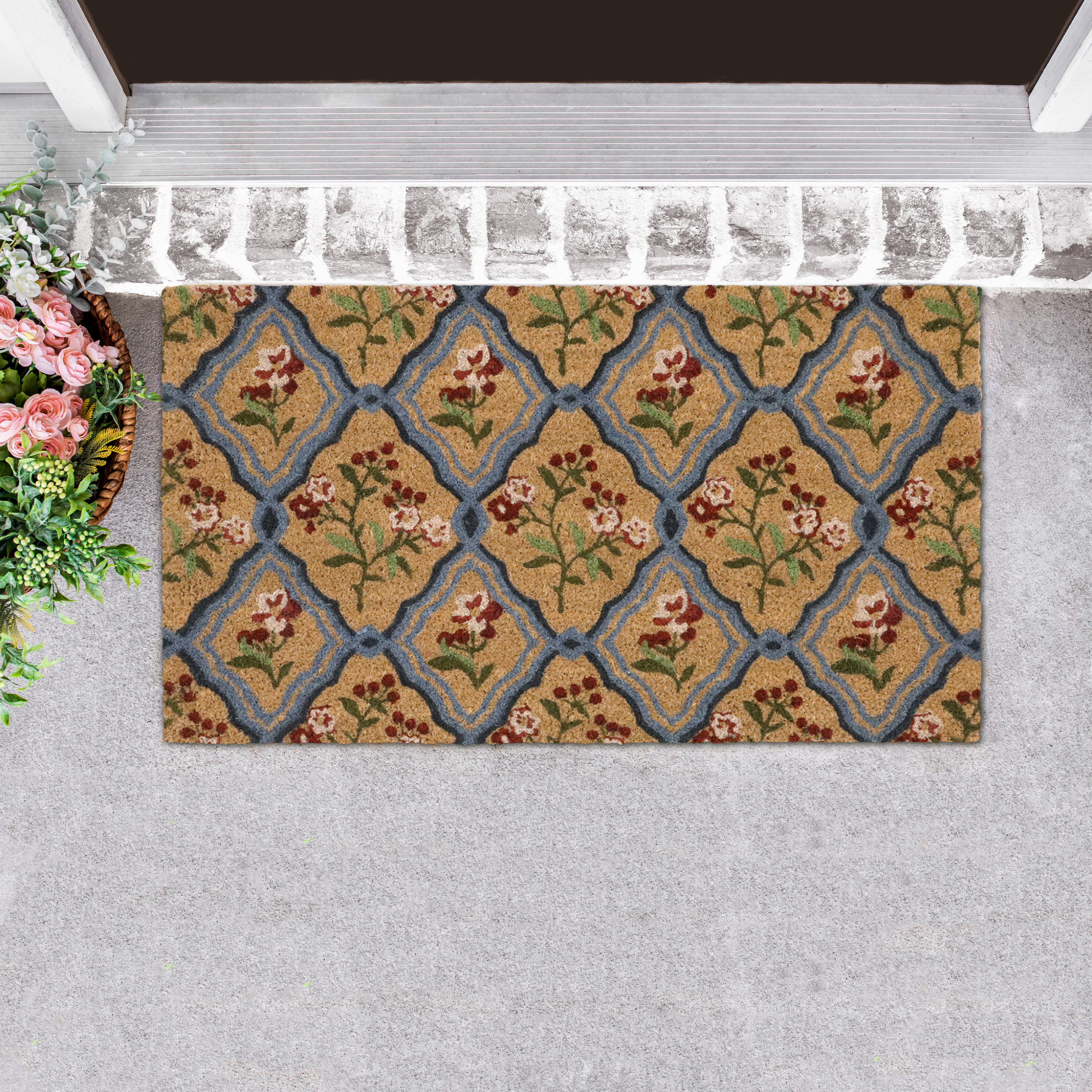 Laura Ashley Pinford Allover Coir Doormats / NonSlip Outdoor Rugs