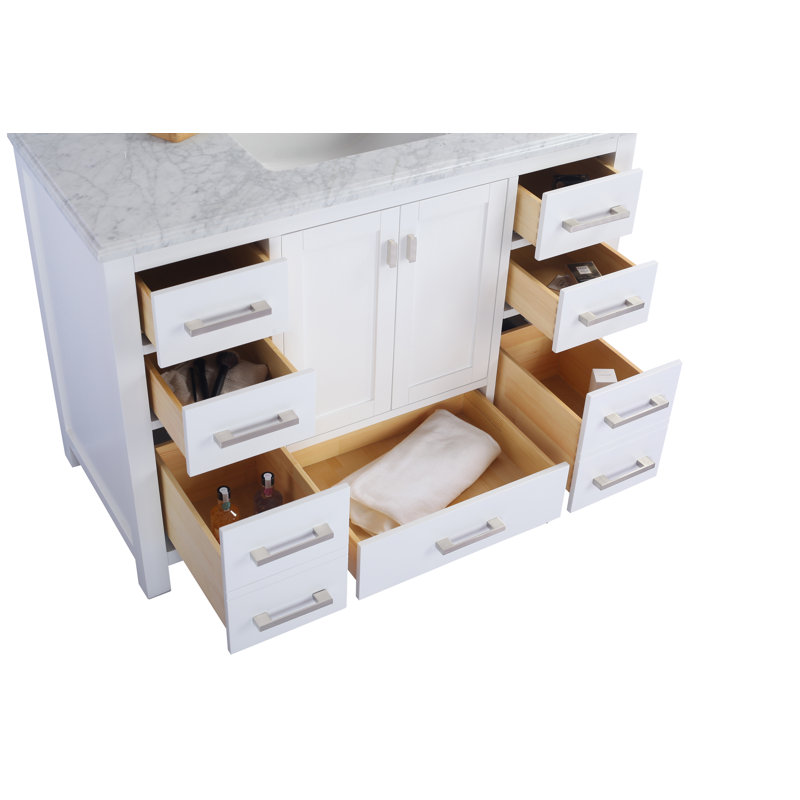 Base de meuble-lavabo simple 47,1 po seulement en blanc, Blanc