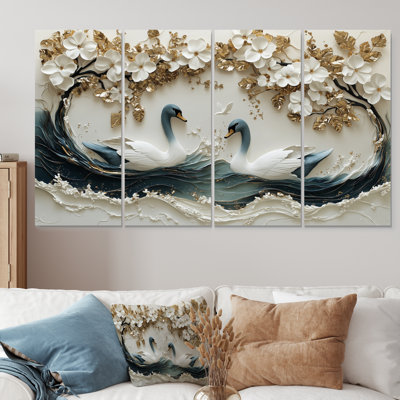 Swans Love Under Gold