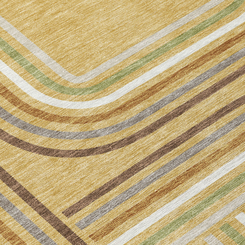 Machine Washable Indoor/Outdoor Chantille ACN2535 Geometric Rug, Gold, Rectangle 9' x 12'