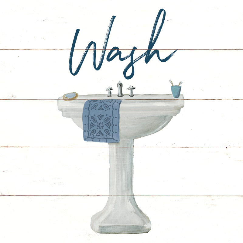 «Cottage Bath I» par Wild Apple Portfolio - Peinture, H 30 po x l 30 po, Oui, Cadre simple blanc