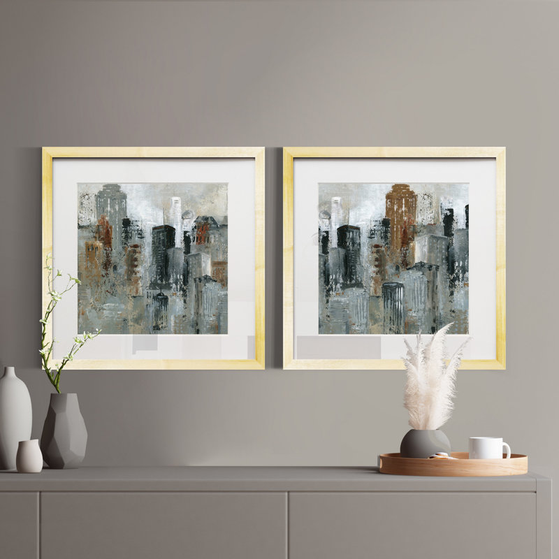 Lumières de la ville, ensemble de 2 reproductions d’art encadrées sur papier