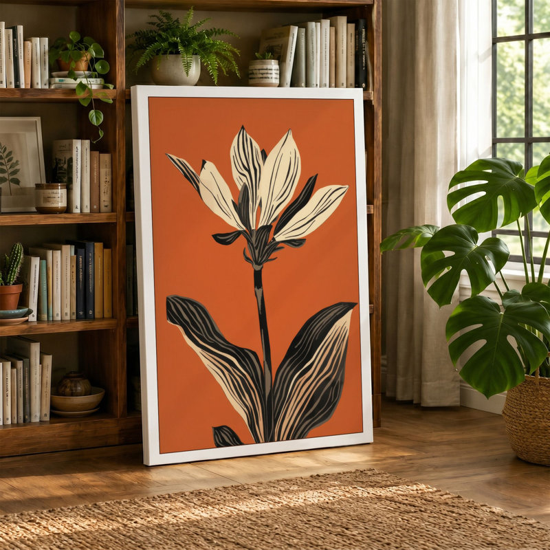 Stylized Bloom Botanical - Wrapped Canvas, 18x12 - 45.7 x 30.5 cm, Teal Border