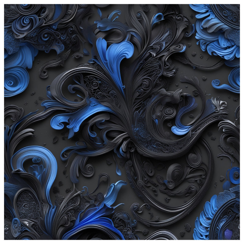 Tapis de bain complexe bleu tourbillon noir, L 24 po x L 17 po