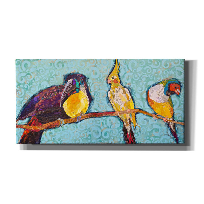 «Arlinda Birds On A Wire On Canvas» par St. Hilaire Elizabeth, reproduction, H 20 po x l 40 po x P 1,5 po