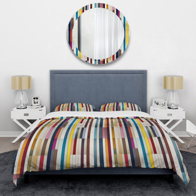 Multicolor Elegant Striped Pattern Striped Duvet Cover