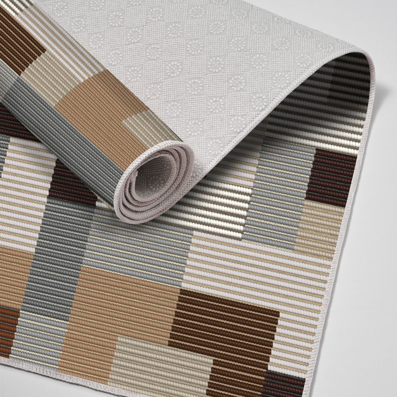 Elegant Hall Carpet, Coffee Color, 31.5 x 59.1 inches | 100% Polyamide, 850 g/m² | Non-Slip Underside, Digital Printing, Machine Washable at 30°C | Easy to Clean, Perfect for Entryways & Living Spaces