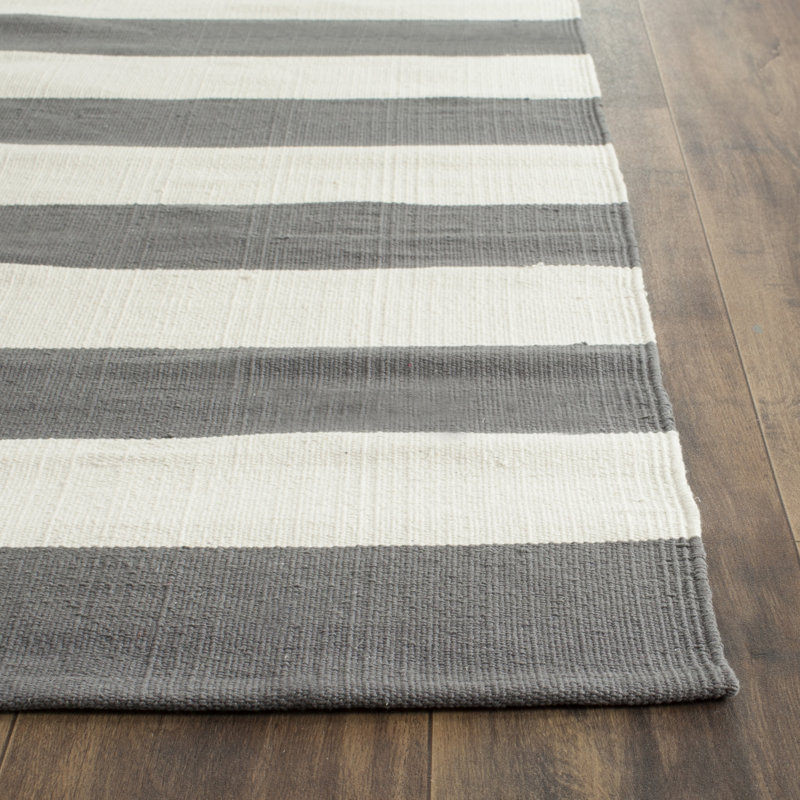 Dunkelberger Striped Cotton Flatweave Area Rug, Rectangle 152 x 244 cm
