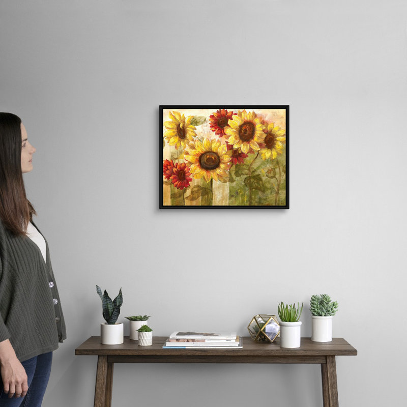 «Sunflower's Delight», art mural sur toile, H 20 po x l 16 po x P 1,75 po, Cadre noir