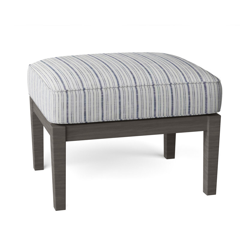 Lattice Outdoor Ottoman with Cushion, Welt, Herringbone Sand