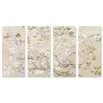 Van Gogh In Golden Blossoms " Van Gogh In Golden Blossoms Inspiration " 4 - Pieces Painting Print
