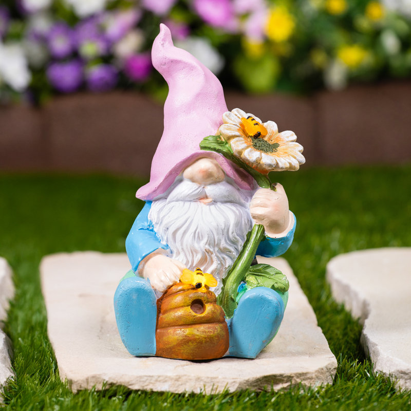 Statue de jardin d'extérieur à DEL solaire 8,5 po