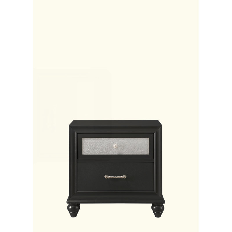 Mobilier de chambre à coucher de style moderne en bois avec table de chevet et finition argentée 1pc
