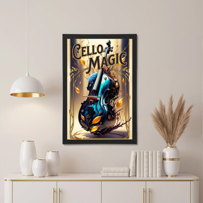 Cello Magic Artistic Instrument Fantasy Canvas Wrapped Wall Art Oil Painting Print Set Of 1