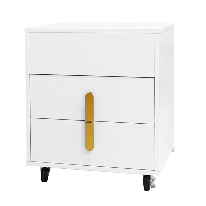 Bedside table with USB charging interface and lifting table, White