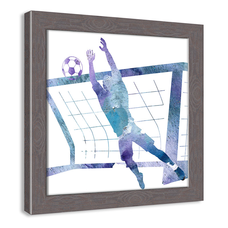 Fille de football 2, H 12 po x l 12 po x P 0,63 po, Encadrement fil du bois gris