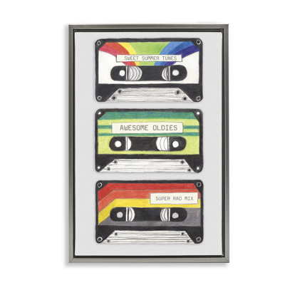Retro Cassette Tapes Framed Floater Canvas by Connie Resch