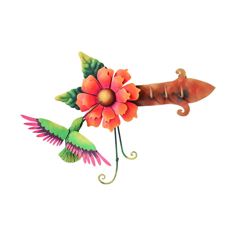 Porte-clés colibri peint en étain