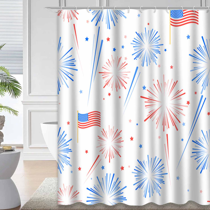 Rideau de douche bleu imperméable, rideaux de douche pour la salle de bain avec 12 crochets, 72" L x 84" W