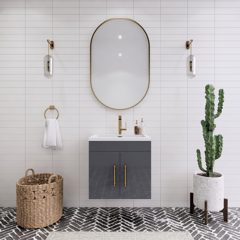 Ensemble de meuble-lavabo simple 24 po Tojuana, Gris brillant