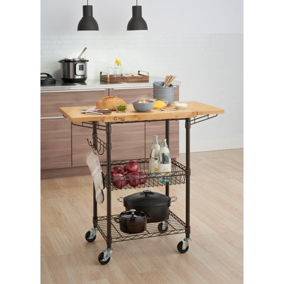 Chariot de cuisine TRINITY PRO EcoStorage avec plateau en bambou et abattant