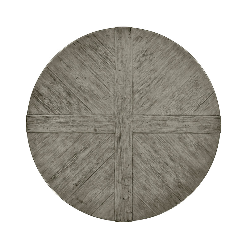 Casually Country Round Walnut Wood Dining Table, Country Farmhouse Walnut,  48" W x 48" L 
