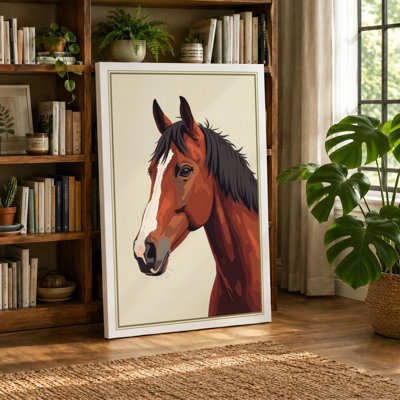 Gentle Study Horse Rustic - Wrapped Canvas