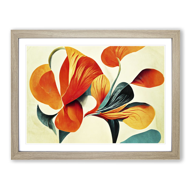 Artistic Floral Abstract Vol.7 - Single Picture Frame Print, 25cm H x 34cm W x 2cm D, Oak Framed