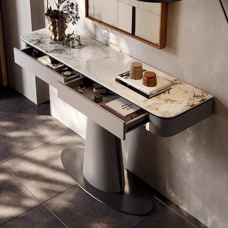 Console en pierre frittée de style moderne, H 33,4 po x l 47,2 po x P 13,7 po