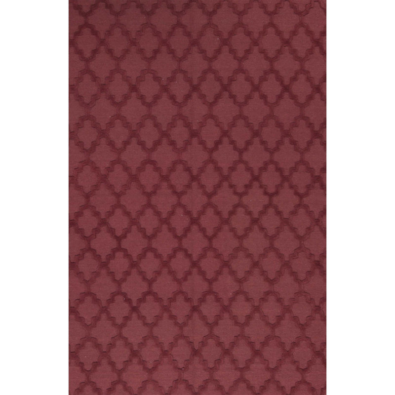 Wool Geometric Area Rug in Rust, Rectangle 5'9" x 8'9"