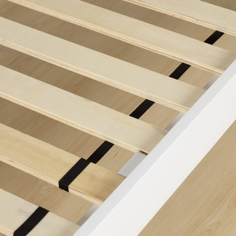 Vito Solid Wood Platform Bed, White, Twin