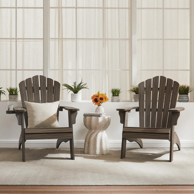 Adirondack Chair Set of 2, Outdoor Oversized Patio Chair, Coffee, 2
