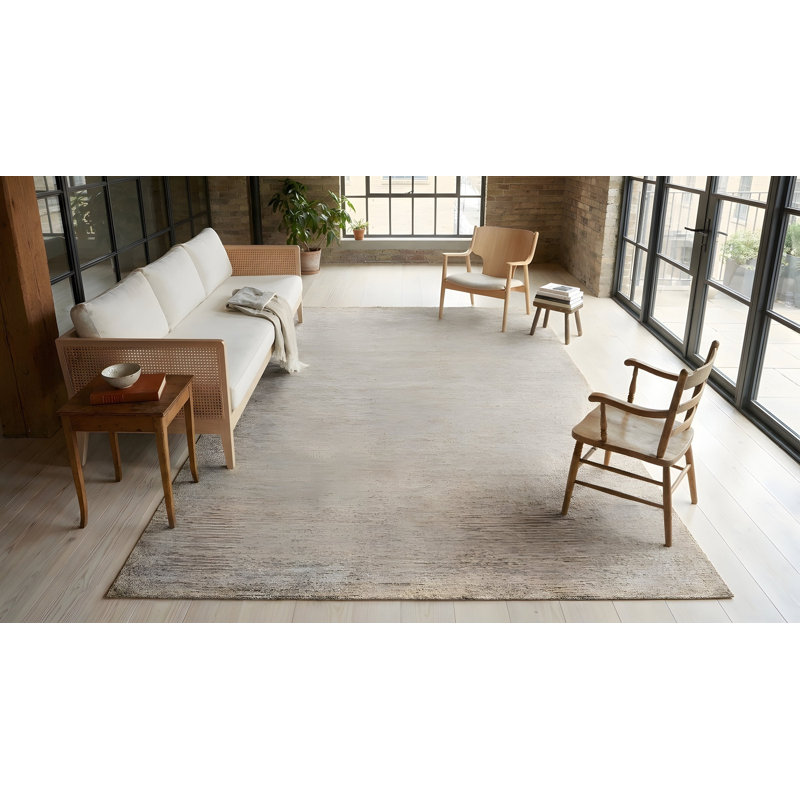 Tapis jaune moderne en soie noué à la main à motif géométrique moderne, 9 pi x 12 pi