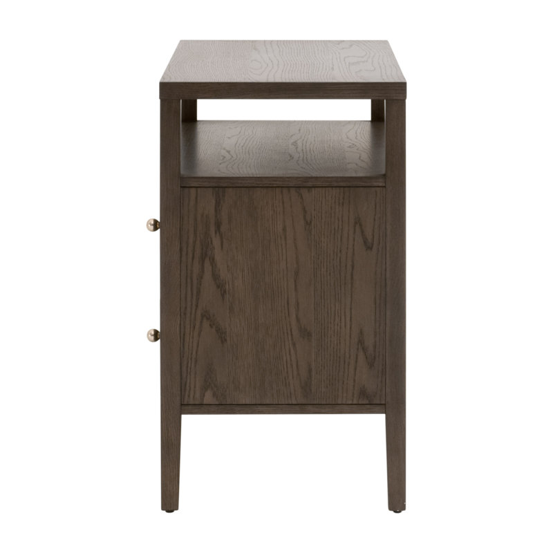 Taube Highland Open Shelf, 2-Drawer Nightstand, Brown